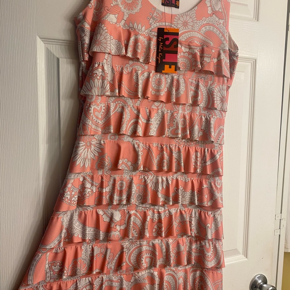 Bay Isle Home Pink Ruffled Tiered Sheath Mini Dress